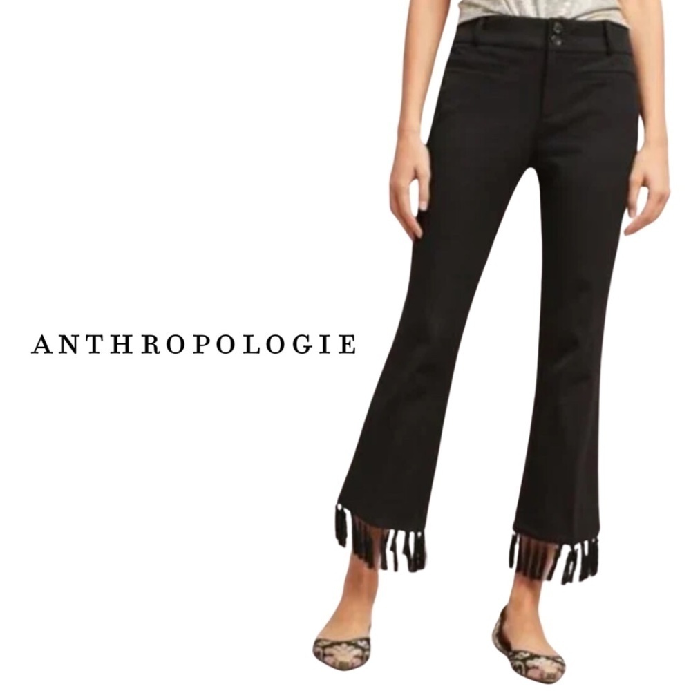 Anthropologie Essential Crop Flare Pants - Black - Size 10
